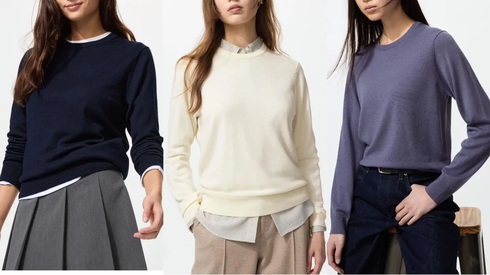 ユニクロ-メリノクルーネックセーター