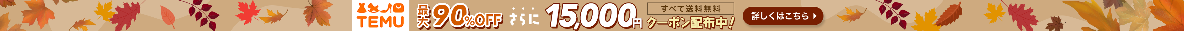 TEMU 最大90%OFF！すべて送料無料、さらに15,000円クーポン配布中